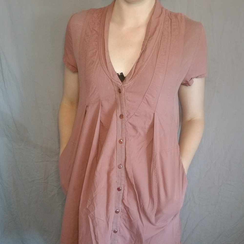 Asymmetrical cotton button down dress// SIZE LARGE